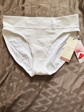 CALIA by Carrie Underwood White Textured High-Waist Bikini Bottom